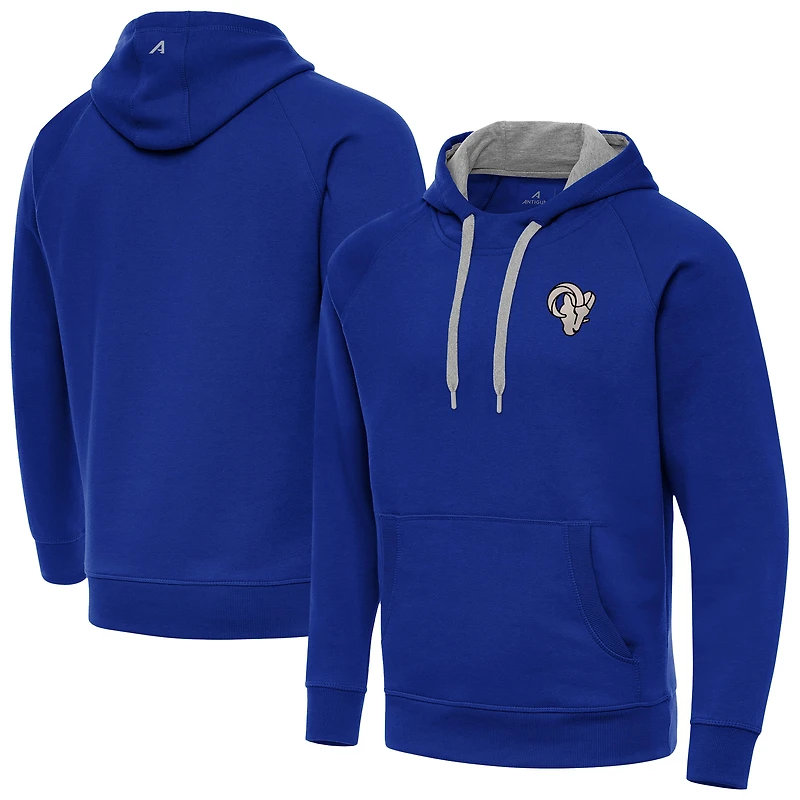 Men's Antigua Royal Los Angeles Rams Brushed Carbon Victory Pullover Hoodie
