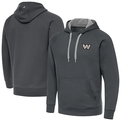 Men's Antigua Charcoal Washington Commanders Brushed Carbon Victory Pullover Hoodie