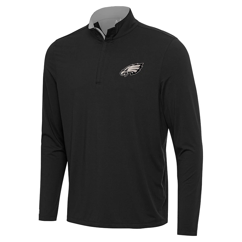 Men's Antigua Charcoal Philadelphia Eagles Content Quarter-Zip Top