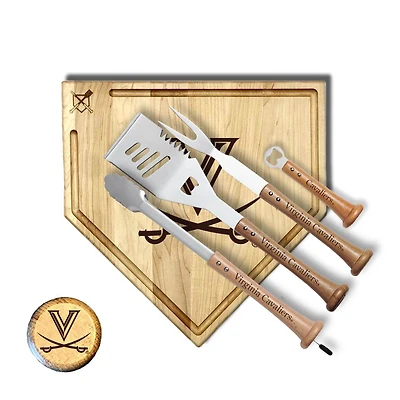 Baseball BBQ Virginia Cavaliers 17" Trough Grand Slam Combo Set