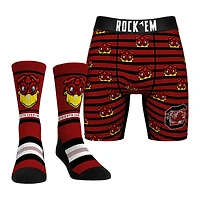 Men's Rock Em Socks  Maroon South Carolina Gamecocks Mascot Underwear and Crew Socks Combo Pack