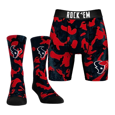 Men's Rock Em Socks  Red Houston Texans Team Armor Underwear and Crew Socks Combo Pack