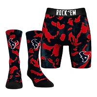 Men's Rock Em Socks  Red Houston Texans Team Armor Underwear and Crew Socks Combo Pack