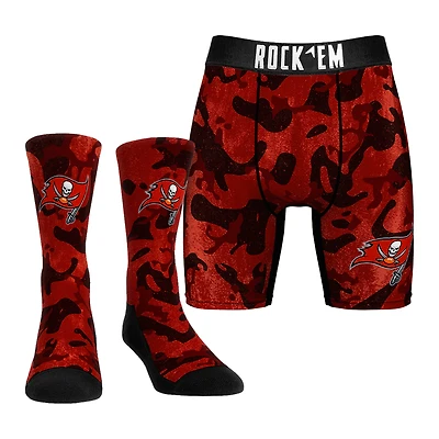Men's Rock Em Socks Red Tampa Bay Buccaneers Team Armor Underwear and Crew Socks Combo Pack