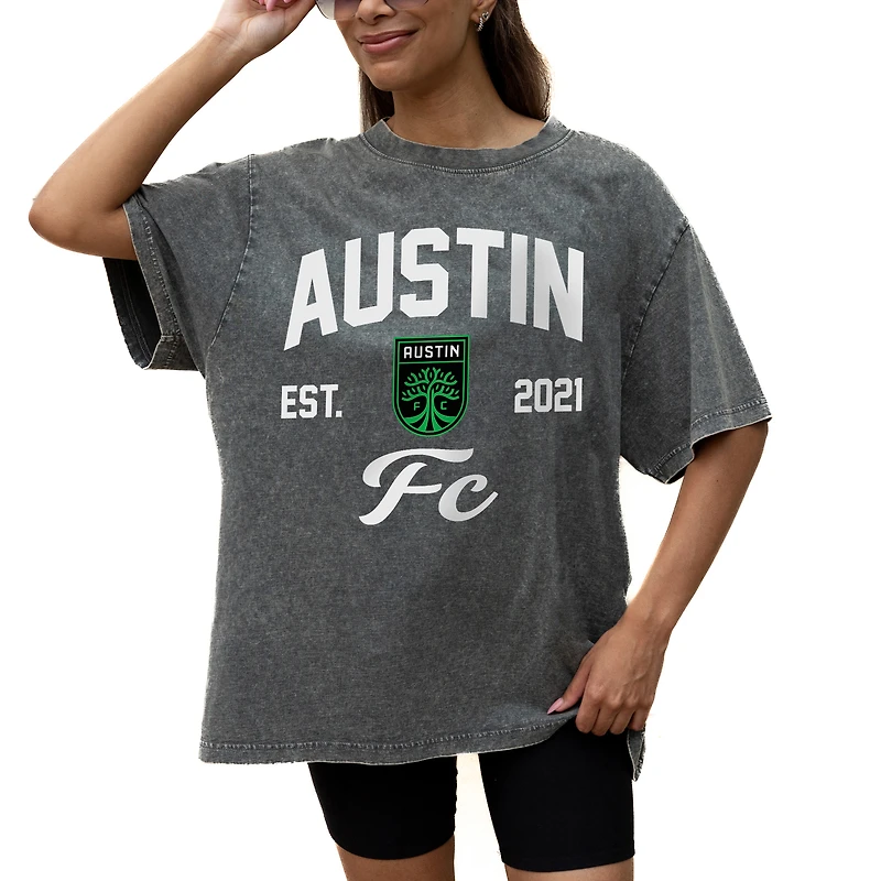 Women's Gameday Couture Gray Austin FC Tackle Titan Oversized Snow Wash T-Shirt