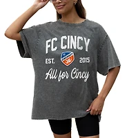 Women's Gameday Couture  Gray FC Cincinnati Tackle Titan Oversized Snow Wash T-Shirt