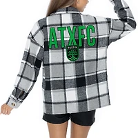 Women's Gameday Couture  Gray Austin FC Fieldside Fun Plaid Button-Up Long Sleeve Overshirt