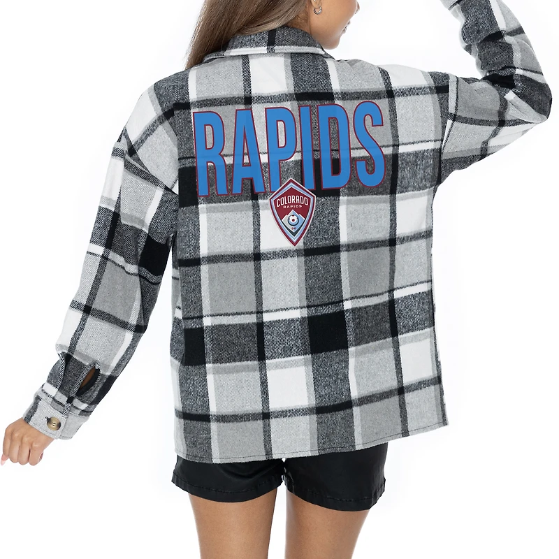 Women's Gameday Couture  Gray Colorado Rapids Fieldside Fun Plaid Button-Up Long Sleeve Overshirt