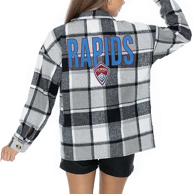 Women's Gameday Couture  Gray Colorado Rapids Fieldside Fun Plaid Button-Up Long Sleeve Overshirt