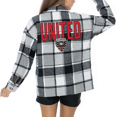 Women's Gameday Couture  Gray D.C. United Fieldside Fun Plaid Button-Up Long Sleeve Overshirt