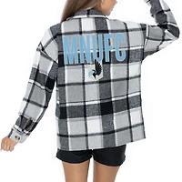 Women's Gameday Couture  Gray Minnesota United FC Fieldside Fun Plaid Button-Up Long Sleeve Overshirt