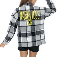 Women's Gameday Couture  Gray Nashville SC Fieldside Fun Plaid Button-Up Long Sleeve Overshirt