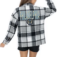 Women's Gameday Couture  Gray Philadelphia Union Fieldside Fun Plaid Button-Up Long Sleeve Overshirt