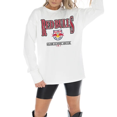 Women's Gameday Couture  White New York Red Bulls Shining Spirit Oversized Long Sleeve T-Shirt