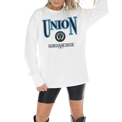 Women's Gameday Couture  White Philadelphia Union Shining Spirit Oversized Long Sleeve T-Shirt