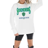 Women's Gameday Couture  White Seattle Sounders FC Shining Spirit Oversized Long Sleeve T-Shirt