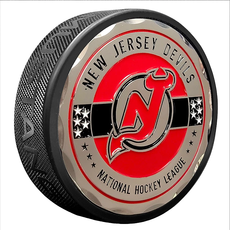 New Jersey Devils Stars and Stripes Medallion Puck