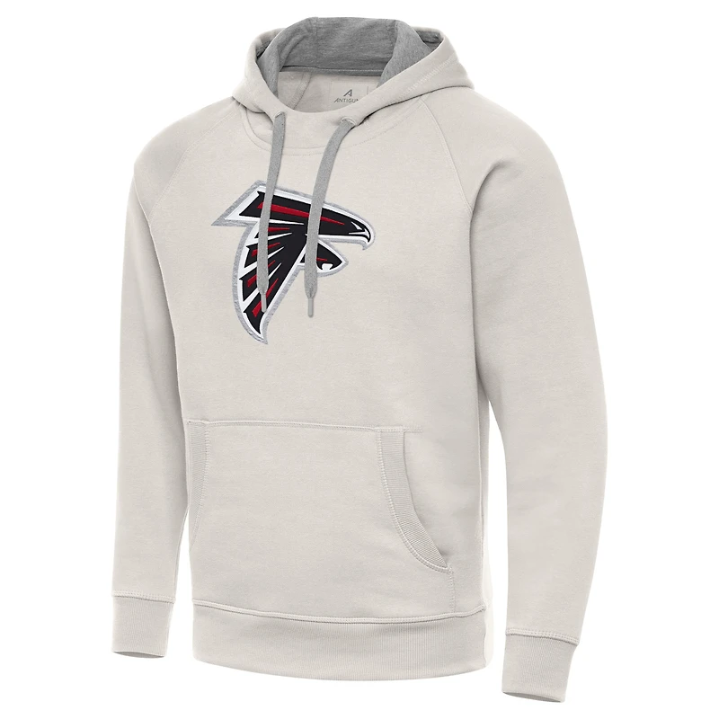 Men's Antigua Cream Atlanta Falcons Victory Raglan Pullover Hoodie