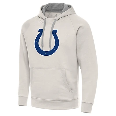 Men's Antigua Cream Indianapolis Colts Victory Raglan Pullover Hoodie