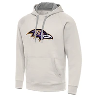 Men's Antigua Cream Baltimore Ravens Victory Raglan Pullover Hoodie