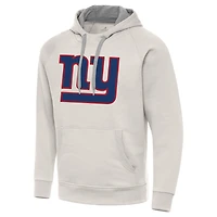 Men's Antigua Cream New York Giants Victory Raglan Pullover Hoodie