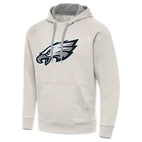 Men's Antigua Cream Philadelphia Eagles Victory Raglan Pullover Hoodie