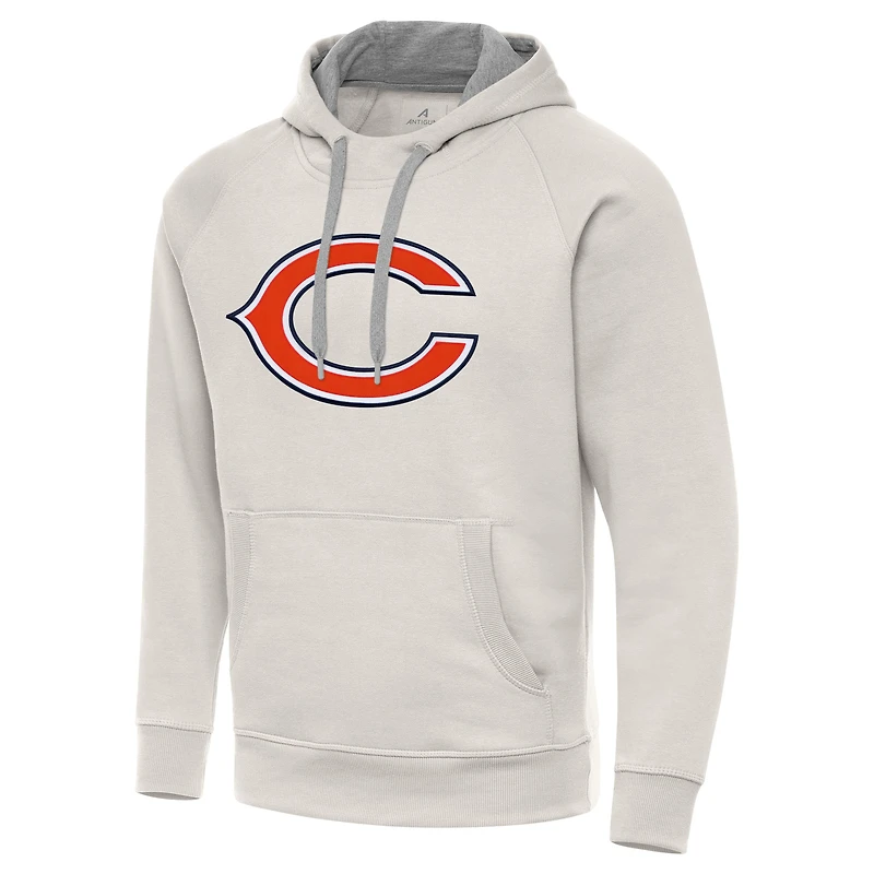 Men's Antigua Cream Chicago Bears Victory Raglan Pullover Hoodie
