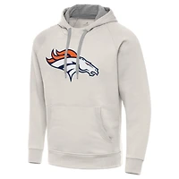 Men's Antigua Cream Denver Broncos Victory Raglan Pullover Hoodie