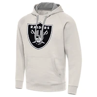Men's Antigua Cream Las Vegas Raiders Victory Raglan Pullover Hoodie