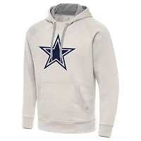 Men's Antigua Cream Dallas Cowboys Victory Raglan Pullover Hoodie