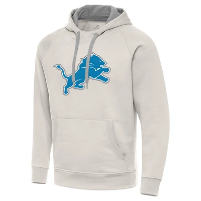 Men's Antigua Cream Detroit Lions Victory Raglan Pullover Hoodie