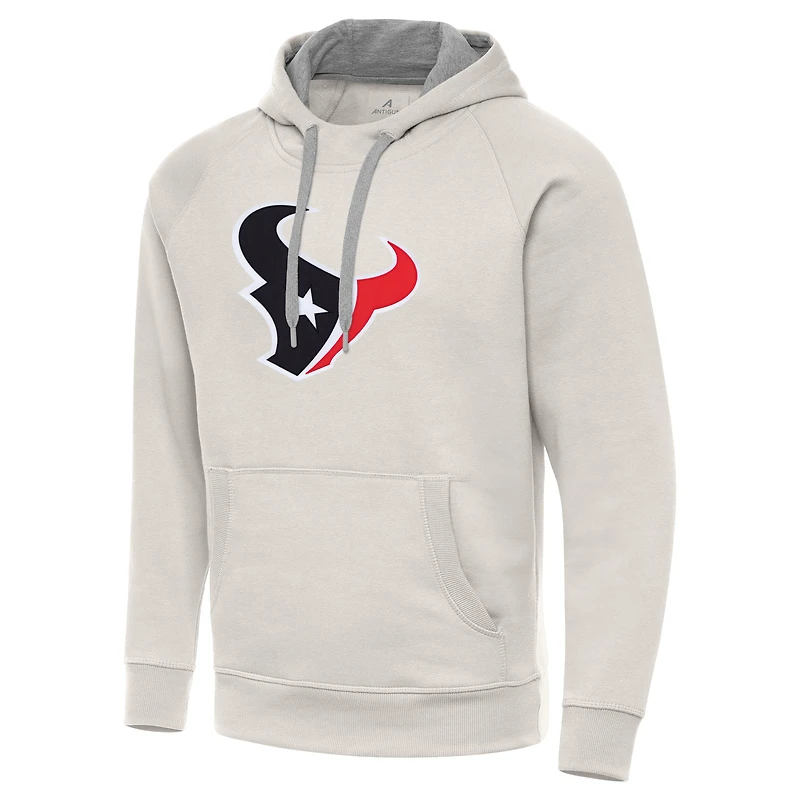 Men's Antigua Cream Houston Texans Victory Raglan Pullover Hoodie
