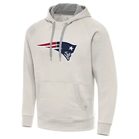 Men's Antigua Cream New England Patriots Victory Raglan Pullover Hoodie