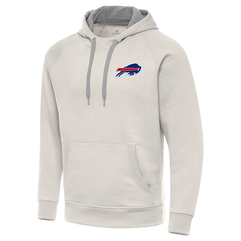 Men's Antigua Cream Buffalo Bills Victory Raglan Pullover Hoodie