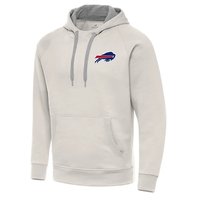 Men's Antigua Cream Buffalo Bills Victory Raglan Pullover Hoodie