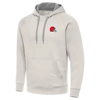Men's Antigua Cream Cleveland Browns Victory Raglan Pullover Hoodie