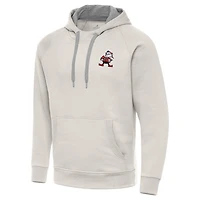 Men's Antigua Cream Cleveland Browns Victory Raglan Pullover Hoodie
