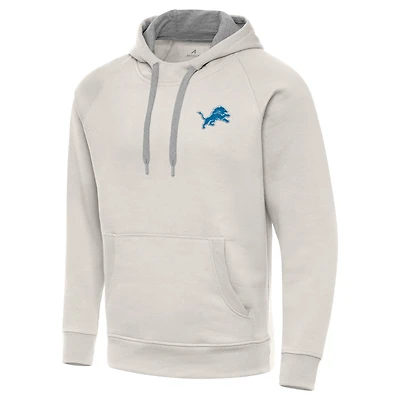 Men's Antigua Cream Detroit Lions Victory Raglan Pullover Hoodie
