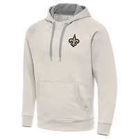 Men's Antigua Cream New Orleans Saints Victory Raglan Pullover Hoodie
