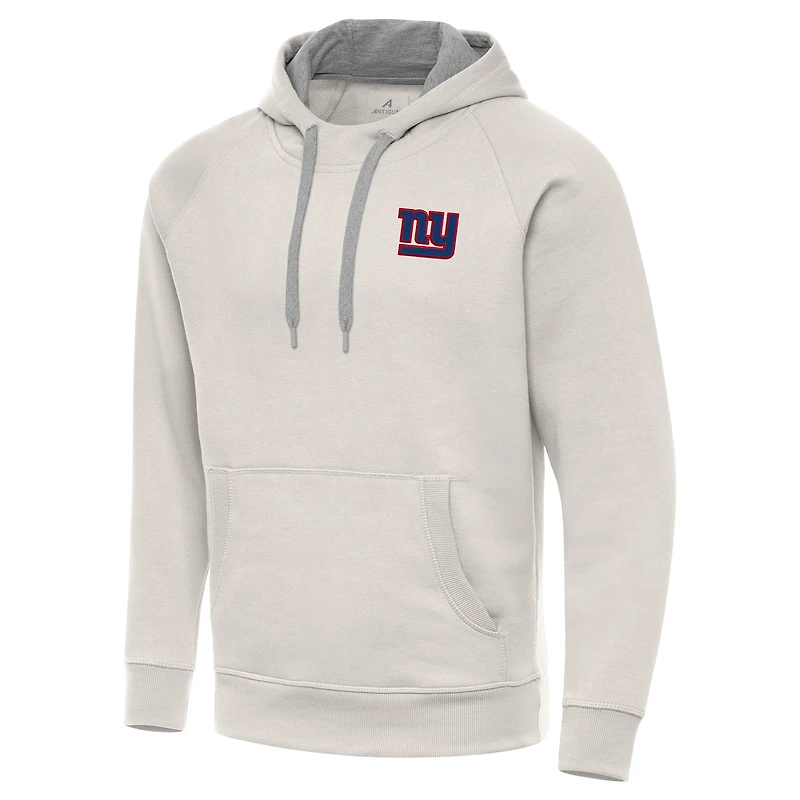 Men's Antigua Cream New York Giants Victory Raglan Pullover Hoodie