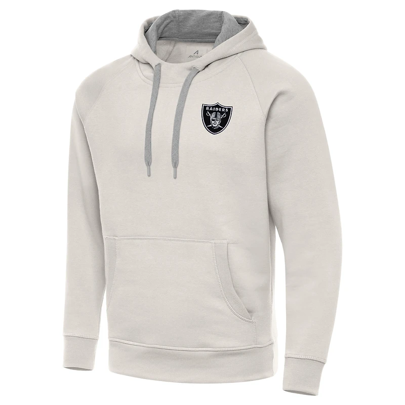 Men's Antigua Cream Las Vegas Raiders Victory Raglan Pullover Hoodie