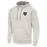 Men's Antigua Cream Las Vegas Raiders Victory Raglan Pullover Hoodie
