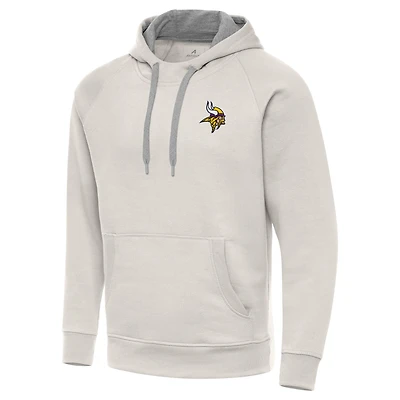 Men's Antigua Cream Minnesota Vikings Victory Raglan Pullover Hoodie