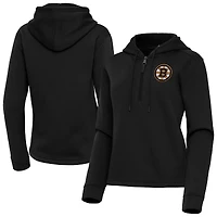 Women's Antigua  Black Boston Bruins Contemporary Quarter-Zip Hoodie