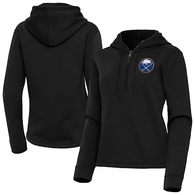 Women's Antigua  Black Buffalo Sabres Contemporary Quarter-Zip Hoodie