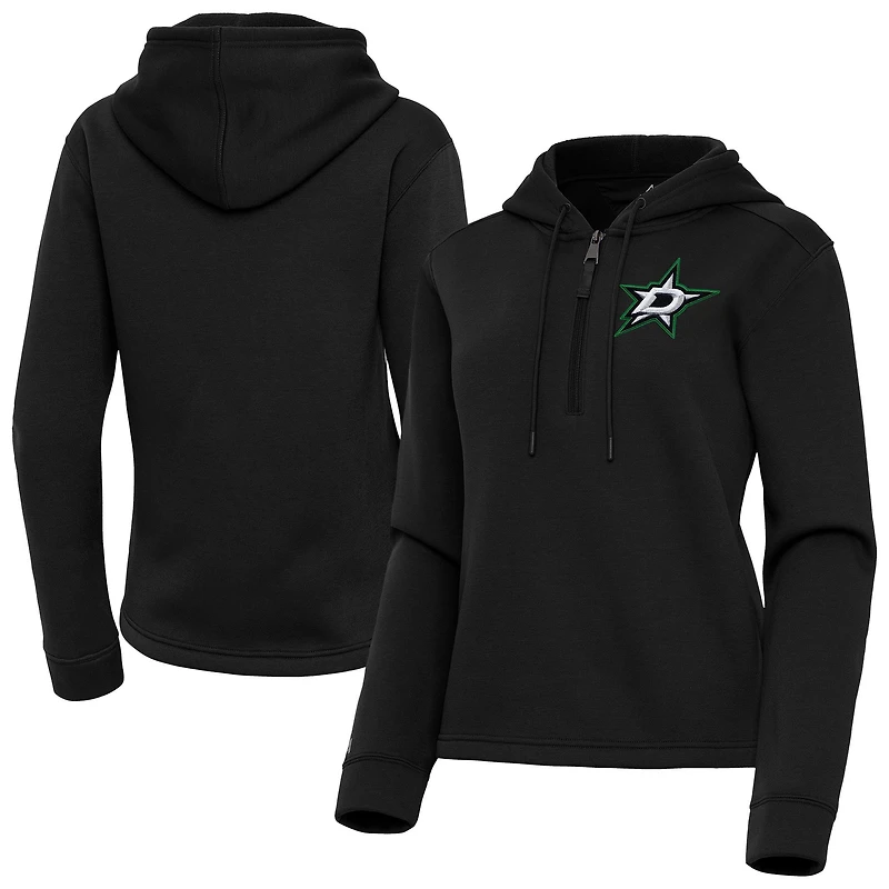Women's Antigua  Black Dallas Stars Contemporary Quarter-Zip Hoodie
