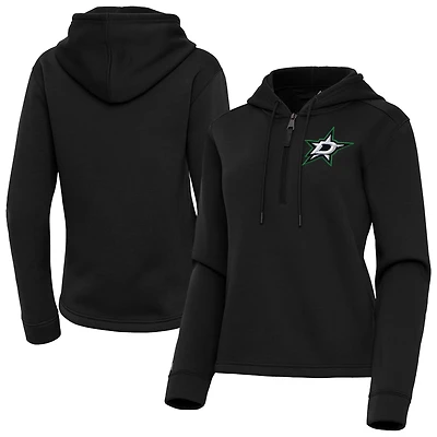 Women's Antigua  Black Dallas Stars Contemporary Quarter-Zip Hoodie