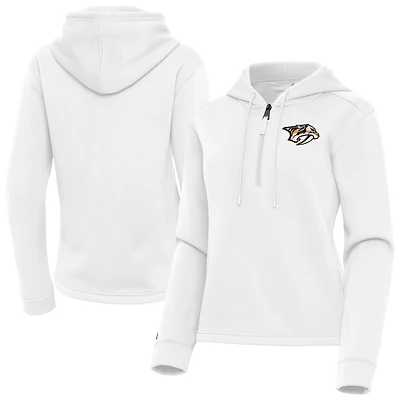 Women's Antigua  White Nashville Predators Contemporary Quarter-Zip Hoodie