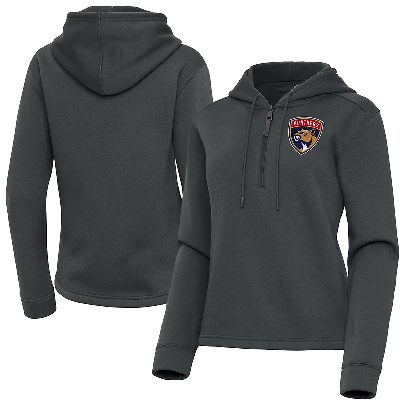 Women's Antigua  Pewter Florida Panthers Contemporary Quarter-Zip Hoodie