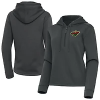 Women's Antigua  Pewter Minnesota Wild Contemporary Quarter-Zip Hoodie
